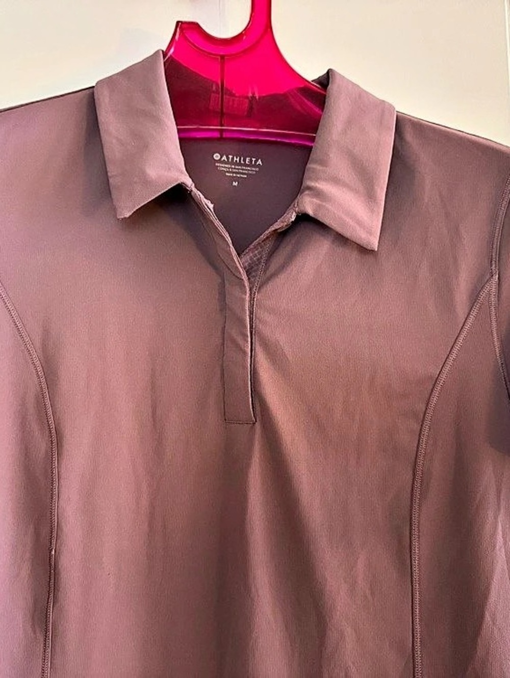 Athleta Short Sleeve Collared Athletic Top in Purple - Size M
